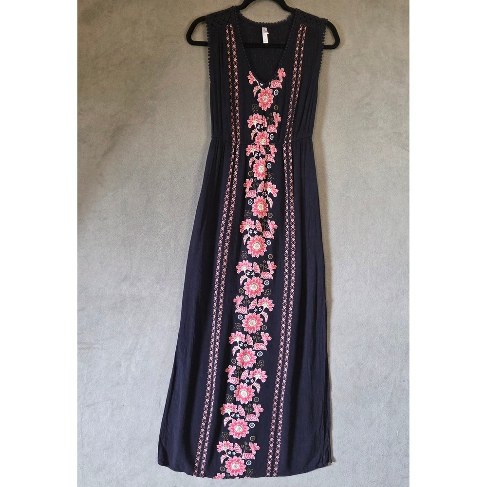 Xhilaration Floral Gauze Maxi Dress Women Size Small Boho Cottage Hippie Casual